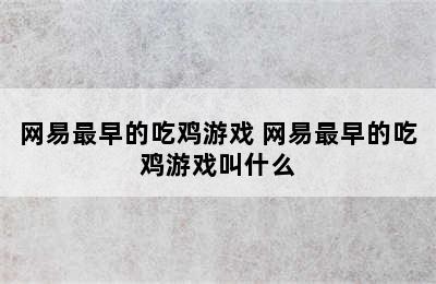 网易最早的吃鸡游戏 网易最早的吃鸡游戏叫什么